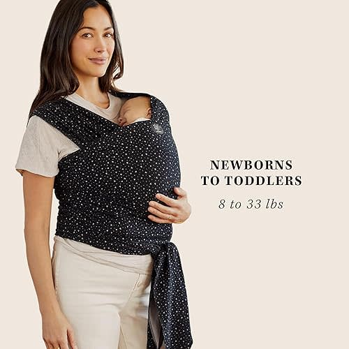 Moby Baby Wrap Carrier Classic by Petunia Pickle Bottom for Newborns to Toddlers (8-33lbs), Infant Sling Carrier, Lightweight & Hands Free Design, Adjustable for All Body Types (Terrazzo Black)