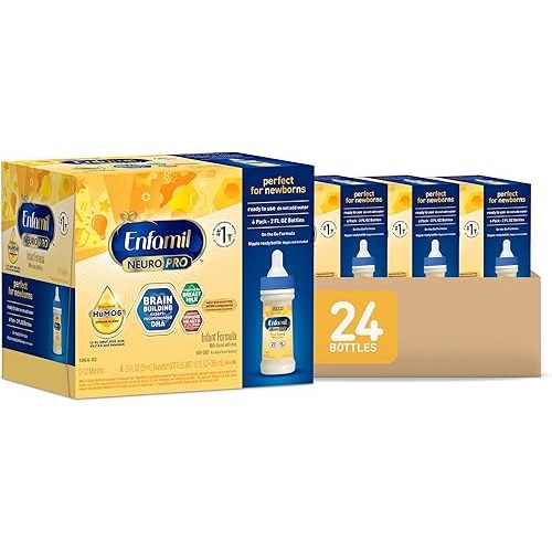 Enfamil NeuroPro Baby Formula, MFGM* 5-Year Benefit, Expert-Recommended Brain-Building Omega-3 DHA, Exclusive Immune Supporting HuMO6 Blend, Ready-to-Feed Infant Formula, Liquid, 2 Fl Oz, 6 Count (Pack of 4)
