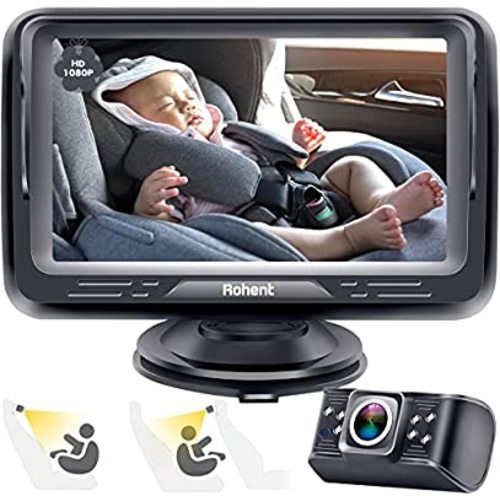 Baby Car Camera HD 1080P Baby Car Mirror 5 Mins Easy Installation Crystal Night Vision Infant Travel Safety Kit Rohent N06