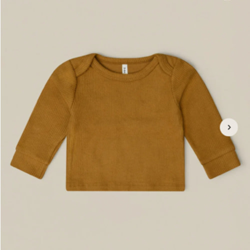 Brown Ribbed Long Sleeve Top | Organic Zoo