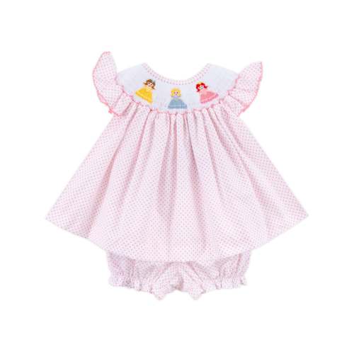 Pretty Princess Smocked Pink Dot Bloomer Set