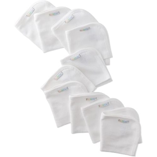 River 10-Pack Baby Terry Washcloths 100% Organic Cotton Absorbent & Soft for Baby and Toddler Girls, Boys, Unisex​, White, One Size