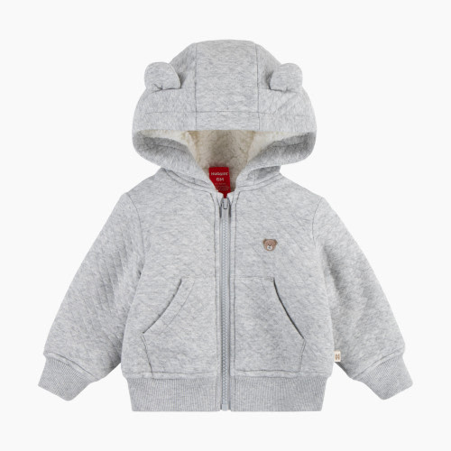 Huggies Fleece Lined Zip Up Hooded Jacket - Light Grey Heather, 3-6 M