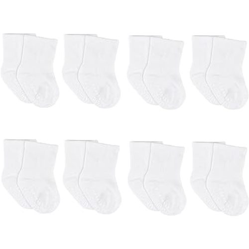 Gerber Baby 8-Pack Wiggle-Proof Jersey Crew Socks - 6-12 Months - White