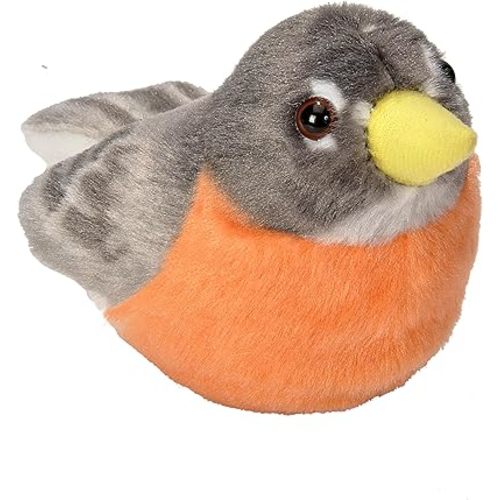 Wild Republic Audubon, American Robin Plush Authentic Sound, Stuffed Animal, Bird Toys for Kids, American Robin