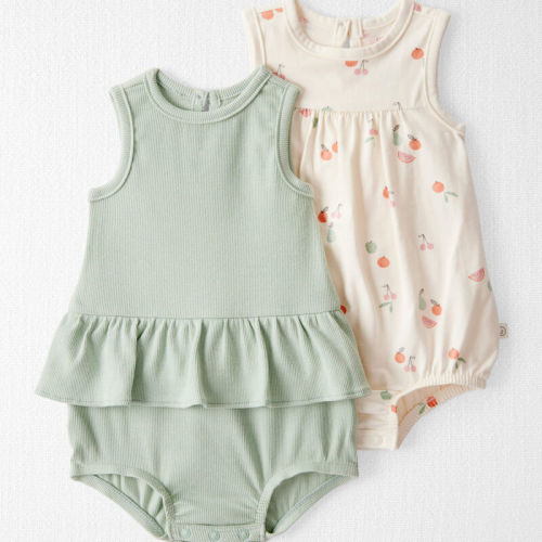 Mint, Fruit Print Baby Girl 2-Pack Organic Cotton Bubble Rompers | Carter’s Oshkosh Canada