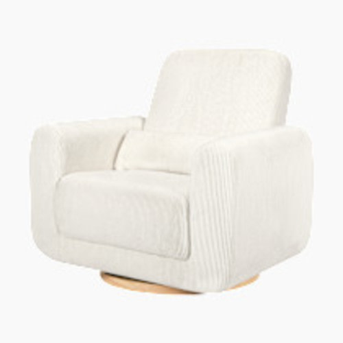 babyletto Tuba Extra Wide Swivel Glider - Ivory Corduroy With Light Wood Base