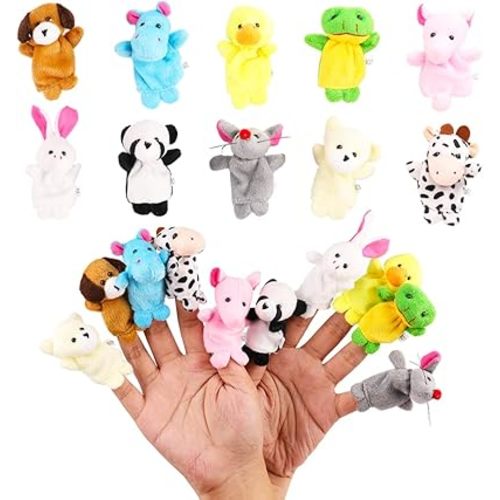 10Pcs Finger Puppets Set - Soft Plush Animals Finger Puppet Toys for Kids, Mini Plush Figures Toy Assortment for Boys & Girls, Party Favors for Shows, Playtime, Schools