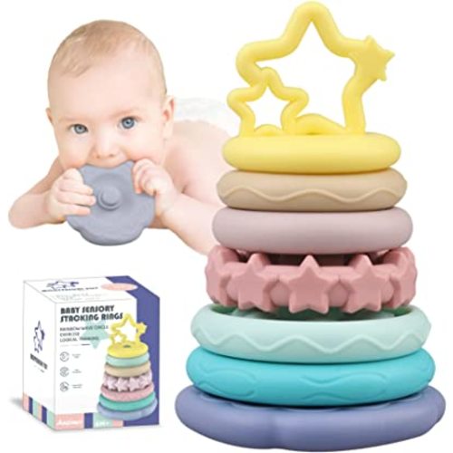 Amazon.com: Baby Soft Sensory Stacking Rings - Montessori Educational Developmental Toy Learning Activities Blocks for Toddlers 1-3 - Infant Teething Toys Gifts for Boys Girls 6 7 8 9 10 12 18 Month One Year Old : Toys & Games