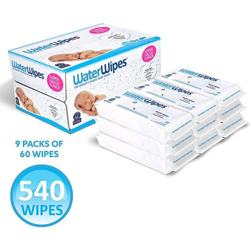 WaterWipes Unscented Baby Wipes, Sensitive and Newborn Skin, 9 Packs (540 Wipes) - 540 Count