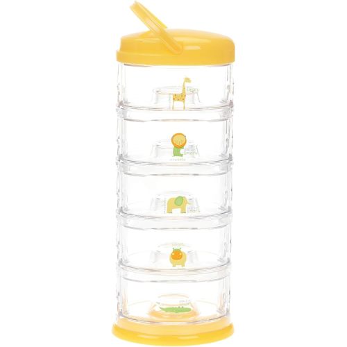 Innobaby Packin' Smart Stackable and Portable Storage System for Formula, Baby Snacks and More. 5 Stackable Cups in Mango Sorbet. BPA Free.