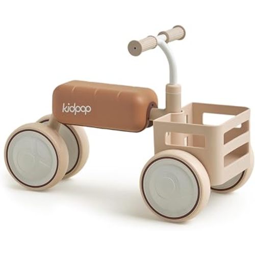 Toast Baby Walker with Basket Balance Bike for 1 Year Old Boys Girls Push Rider with Detachable Seat for 10-36 Months,4 Wheels Toddler First Bike, First Birthday Gifts (Beige)