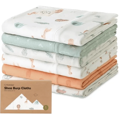 Organic Burp Cloths Baby Girl, Boy - 6-Pack Large Baby Burp Cloths, Super Absorbent Burping Cloths for Babies, Soft & Plush Cotton Burp Cloth, Spit Up Burp Rags, Newborn Burp Clothes (Wilderness)