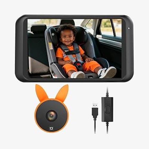 Babyvue BV2 USB Baby Car Camera Plug-Play, 4.5" 1080P Easy Setup Backseat Camera with Flexible 360 Rotation, Clear Picture Rear Facing Car Seat – Peace of Mind for Pet Owners and Parents