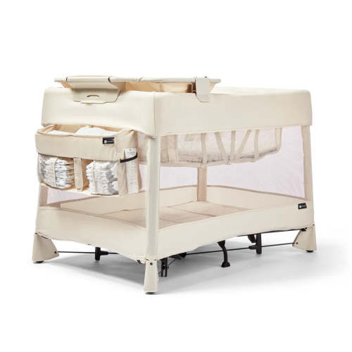 4moms Breeze 5 Plus Playard + Diaper Storage Caddy Bundle - Birch