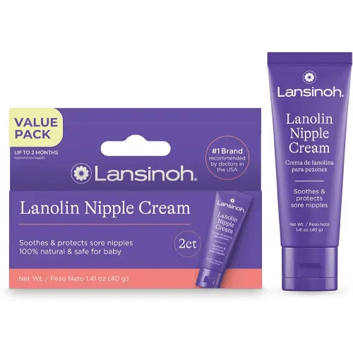 Lansinoh Lanolin Nipple Cream Safe for Breastfeeding Baby, 100% Natural Nipple Butter for Mom, Breastfeeding Essentials, 1.41 Ounces (2 Pack)