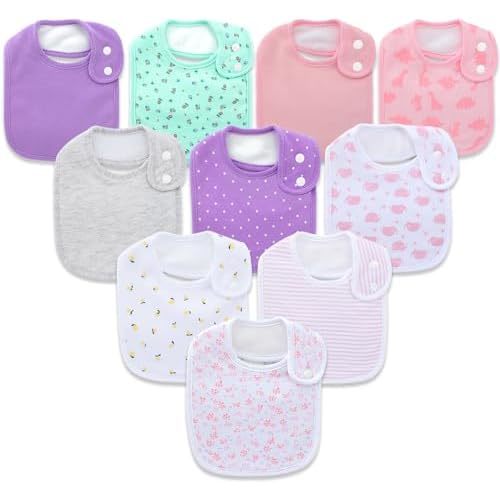 Hakochia Baby Bibs Organic Cotton Super Soft and Absorbent With Adjustable Snap for Baby Boys and Girls
