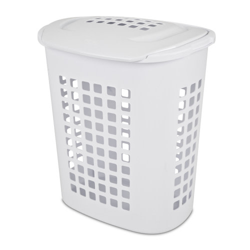 Sterilite Large 2.3 Bushel LiftTop Laundry Hamper with Square Lid, Easy Carry, White
