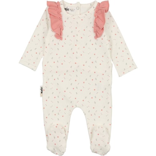 Baby Petals & Polka Dots Footie, Newborn, White