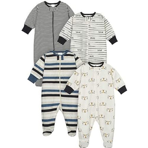 Onesies Brand baby-boys 4-pack Sleep 'N Play Footies