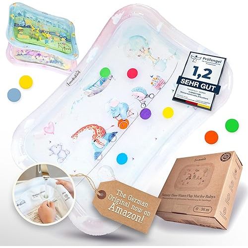 Tummy Time Water Mat XXL for Babies, Premium Montessori Inflatable Water Play Mat Infants and Toddlers 3-36 m, Developed for Motor & Sensory Development by German Educators of Freudeskind