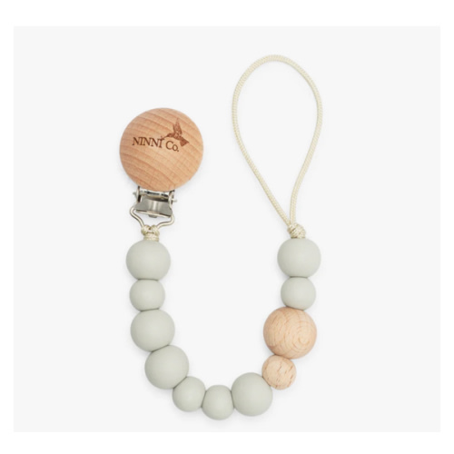 Ninni Co. Mist Gray Pacifier Clip