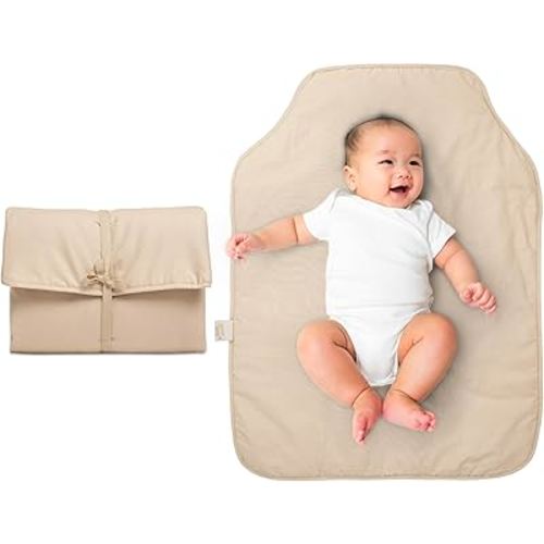 Natemia Baby Portable Diaper Changing Pad - Portable Changing Pad for Baby, Flexible Design for Travel, Machine Washable Percale Cotton, Made in Turkey, Baby Essentials