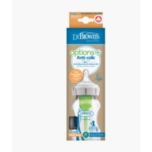 Dr. Brown’s Natural Flow® Anti-Colic Options+™ Narrow Glass Baby Bottle with Silicone Sleeve, 2-Pack