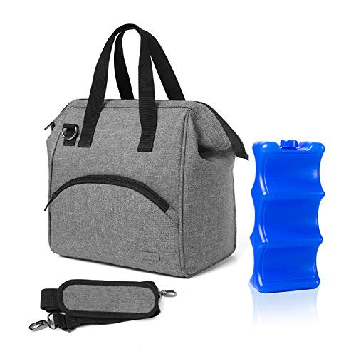 Luxja Breastmilk Cooler Bag with an Ice Pack (Fits 6 Bottles, Up to 9 Ounces), Breastmilk Cooler for Breastmilk Bottles and Small Accessories, Gray