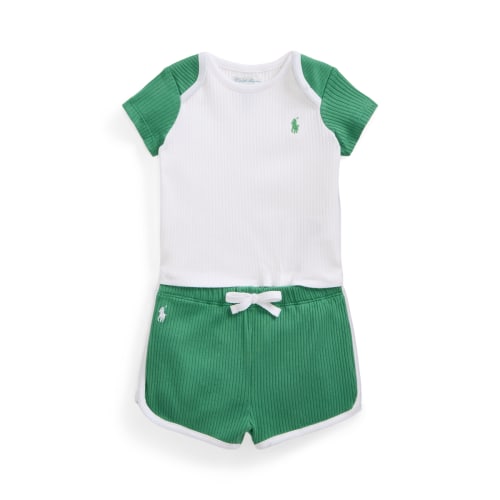 Ribbed Cotton Tee Short Set