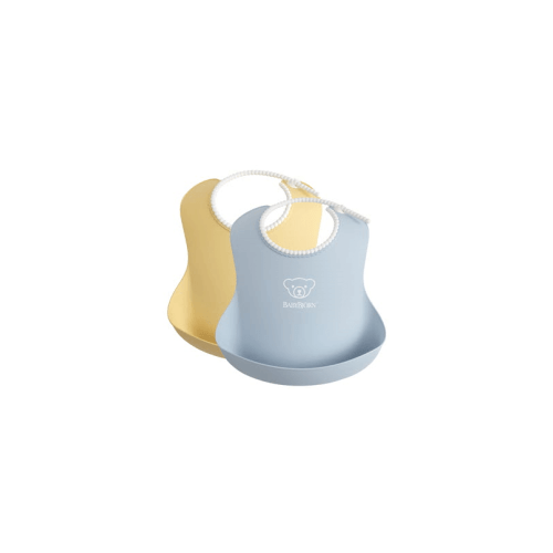 Babybjorn Baby Bibs 2pk Powder Yellow & Powder Blue