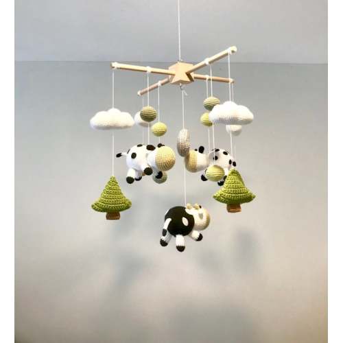 Cows in Farm Babymobile, Crochet Cow, Cow Baby Nursery, Tree and Cloud Babymobile, Handmade Cow Babymobile - Etsy