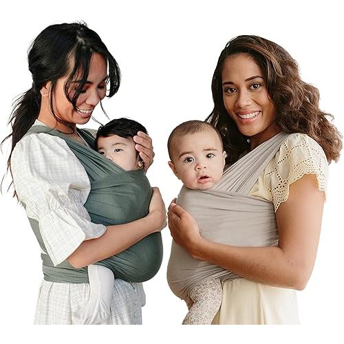 Solly Baby Wrap Carrier Bundle, Newborn to Toddler 8-25 Lbs., Buttery-Soft & Lightweight Fabric, Reduce Crying & Increase Connection, Postpartum Essential, Basil & Spelt