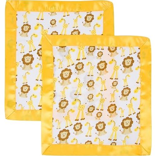 Miracle Blanket Soft Muslin Security Blanket Newborn Nursery Sleep Essential - Pack of 2 Warm Wraps (Giraffes and Lions)
