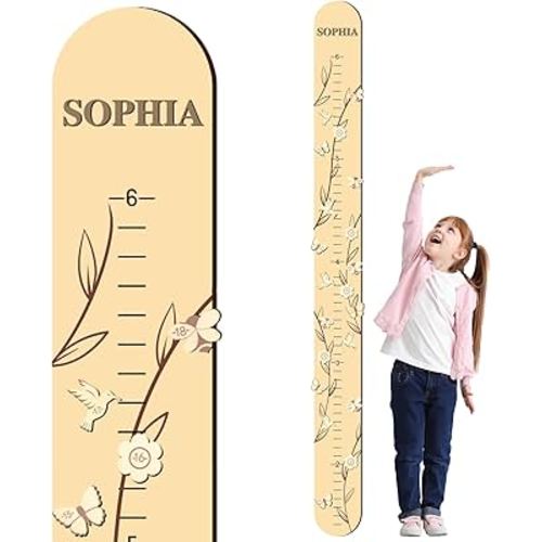 Baby Growth Height Chart for Wall 63" x 5.5" Kids Wood Height Measurement for Kids Toddler Baby Boy Girls Growth Measuring Ruler Tracker Nursery Room Wall Decor
