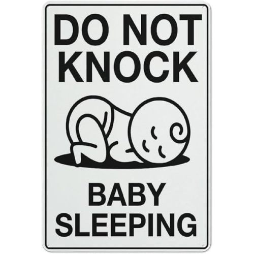 Vintage Metal Tin Sign Do Not Knock Baby Sleeping Sign, 12 X 8 Inches Rust Free Aluminum Metal Sign, Weather Resistant Durable In Easy To Mount