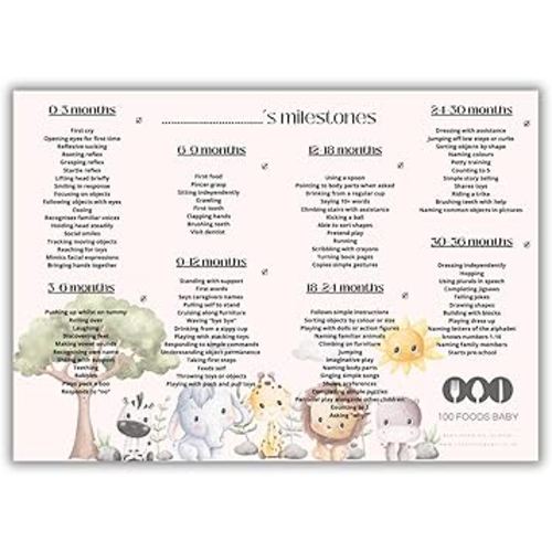 100 Baby to toddler milestones chart from birth to 3 years by 100 Foods Baby new baby essentials gift keepsake