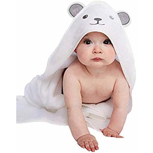 Bamboo Hooded Baby Towel - Softest Hooded Bath Towel with Bear Ears for Babie, Toddler,Infant - Ultra Absorbent and Hypoallergenic, Natural Baby Towel Perfect for Boy and Girl - 30 x 30 Inch