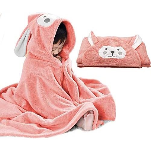 Baby Bath Towel Hooded Ultra Soft Towel Highly Absorbent Bathrobe Blanket Toddlers Shower Gifts for Boys Girls- 27.5" x 55" (Pink)