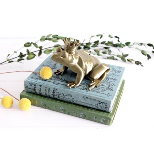 Frog Prince Figurine, Frog King with Crown, Fairytale Nursery Decor