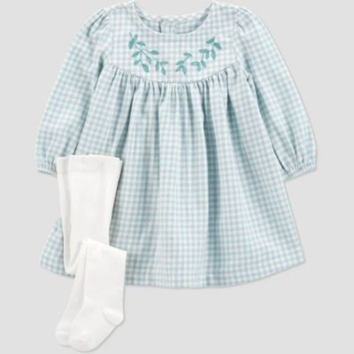 Carter's Just One You®️ Baby Girls' Gingham Dress With Tights - Blue 6m