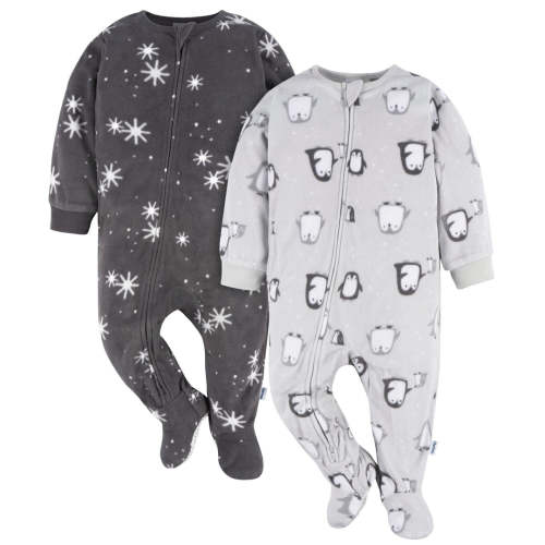 2-Pack Baby & Toddler Neutral Grey Penguins Fleece Pajamas – Gerber Childrenswear