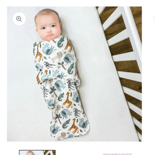 Norani Baby Snugababe Sleep Pod with Arm Inserts - Safari Animals