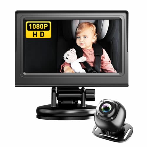 BTLMEMO Baby Car Camera,4.3" HD Night Vision Function Car Mirror Display,360 Rotation Rear Facing Baby Monitor with Camera Night Vision,Wide Clear View,Easily Observe The Baby's Move(Black)