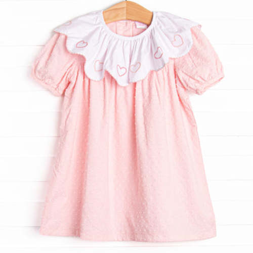 Swiss Dot Sweetheart Embroidered Dress, Pink – Stitchy Fish