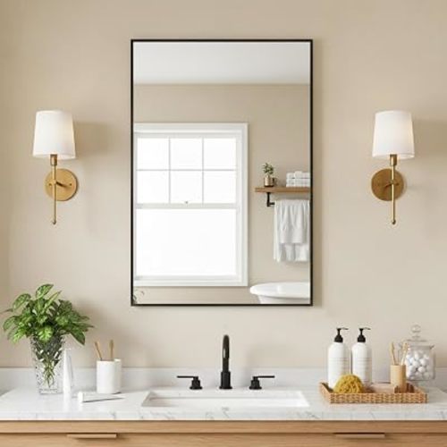 FICTOR Bathroom Vanity Mirror for Over Sink, 20" x 30", Black