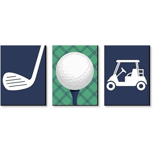 Big Dot of Happiness Par-Tee Time - Golf - Sports Themed Nursery Wall Art, Kids Room Decor and Game Room Home Decorations - Gift Ideas - 7.5 x 10 inches - Set of 3 Prints