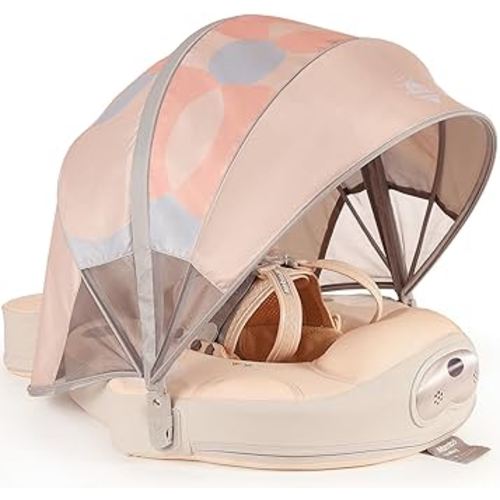 Mambobaby Float with Canopy Newest 3Months to 48Months Upright Standing Stroke 3rd Swim Mode Non Inflatable Smart Swim Trainer Solid Baby Swim Pool Float Mambo Baby Float Infant Toddler Swimming Ring