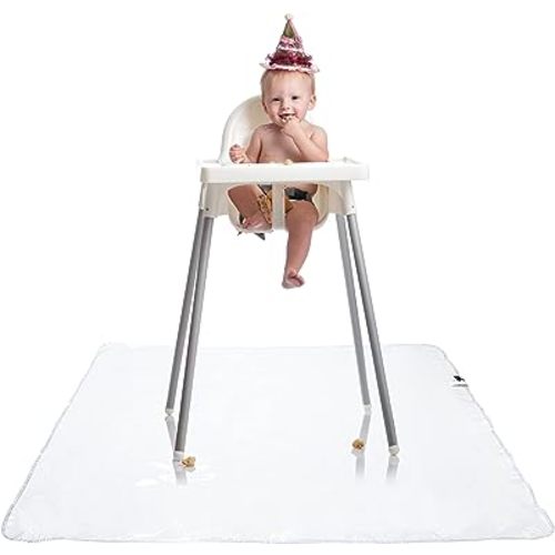 Graco Under High Chair Mat - Waterproof & Washable Plastic Food/Spill Catcher - 50" Eating, Painting & Art Floor Cover, Clear (Pack of 1)