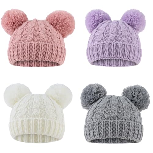Yuoahcn Baby Girl Beanie Winter Baby Boy Hat with Pom pom Warm Infant Knitted Hats Toddler Kid Beanies